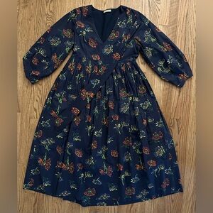 Ulla Johnson Tie V-neck Floral Midi Dress